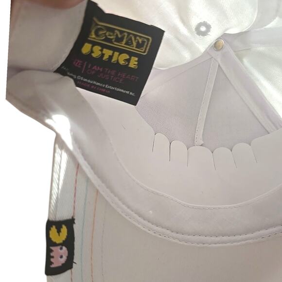 Pacman Ghosts White Pink Baseball Hat Pac Man Justice Collab OSFM Snapback - Picture 5 of 7
